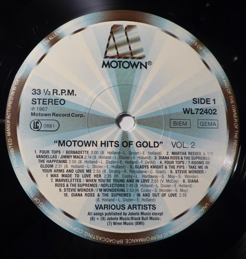 Motown Hits Of Gold Volume 2