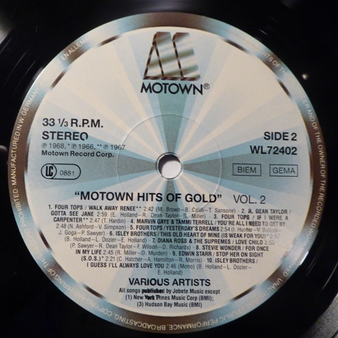 Motown Hits Of Gold Volume 2